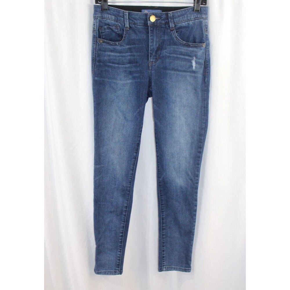 Democracy Womens Dark Wash Ab Solution Skinny Leg Jeans 2